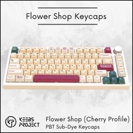 Flower Shop PBT keycaps | 129 keys | Dye-Sub | Purple Green Vintage Keycaps