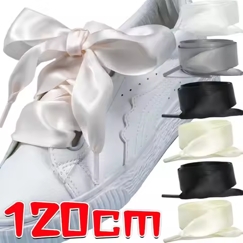 Satin Silk Ribbon Shoelaces Woman Girls Y2K White Sweet for Sneakers Premium Decorative Shoes Charm 