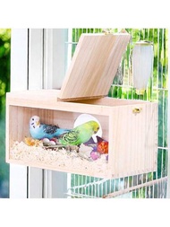 1入木製透明觀察鸚鵡繁殖箱,小型和中型鸚鵡鳥巢,花園裝飾鳥巢,小擬鸚鵡,文鳥木質鳥籠房,透明亞克力板,繁殖箱