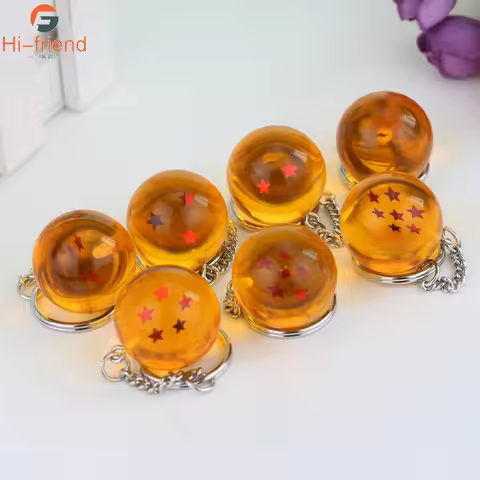 14Pcs Wholesale Dragon Series 1-7 Stars Balls Keychain Gokus Bead Pendant Metal Key Ring Men Car Wom