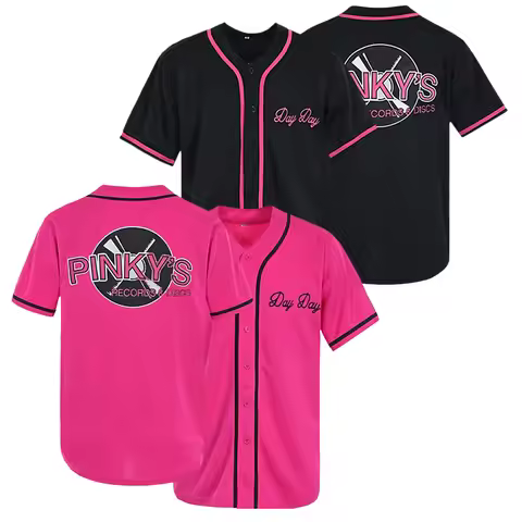 Men’s “Next Friday” Pinky’s Record Movie ’90s Hip Hop Sports Fan Baseball Jersey Buttoned, Embroider