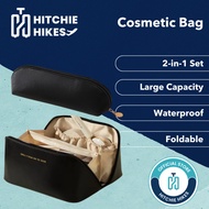 Hitchie 2in1Leather Waterproof Cosmetic Makeup Bag Toiletries Organizer Pouch Transparent Beg Kosmet