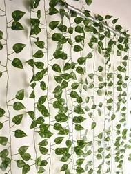 1 Pieza/12 Piezas Guirnalda De Hiedra Falsa, Enredaderas Artificiales De Primavera, Hojas Verdes Plantas Colgantes De Follaje Para Decoración De Pared De Boda Del Hogar Y Jardín