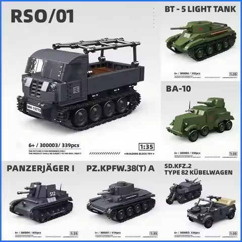WW2 Military Classic Model RSO/01 Tracked Transport Vehicle Collection Ornament Building Blocks Bric