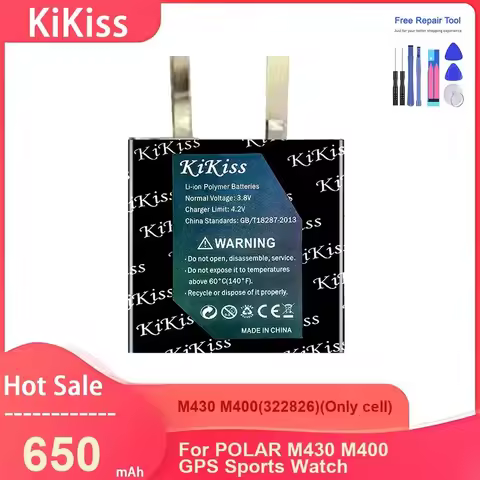 KiKiss Watch Battery For POLAR Watch M430 M400 ,M430 M400(322826)(Only cell) 650mAh Batteries ,with 