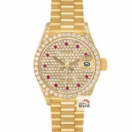 【大眾金時代】ROLEX勞力士 69158 Datejust 18K金 蠔式女錶 原廠滿天星紅寶鑽面盤 原廠鑽圈/鑽腳 底蓋貼紙 台灣AD 大眾金時代B1594