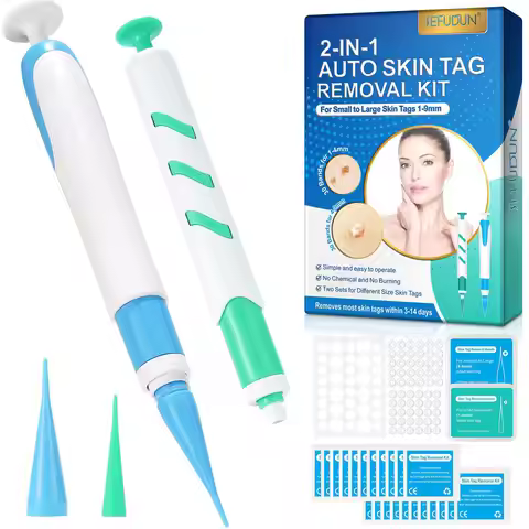 2-IN-1 Auto Skin Tag Removal Tool Kit Painless Body Mole Wart Removal Pen Skin Tags Dots Treatment R