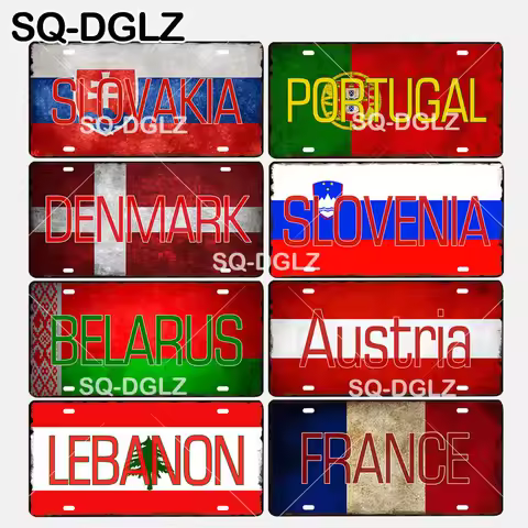 [SQ-DGLZ] Slovakia/Portugal/Denmark/Slovenia/Belarus/Austria/Lebanon/Franc National Flag Metal Sign 