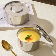 Durable 316L Stainless Steel Bowl With Lid Practical Cookware For Home And Cafe Steaming & Filtering