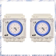 (NDPB) 2X Analog Mechanical Timer Switch 110V-220V 24 hours Daily Programmable 15min Setting Time Sw