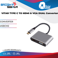 CONVERTER VITAR TYPE C TO HDMI &amp; VGA DUAL Converter / USBCM2 / 1Y
