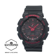 [Watchspree] Casio G-Shock GA-100 Lineup Black and Fiery Red Series Black Resin Band Watch GA100BNR-1A GA-100BNR-1A
