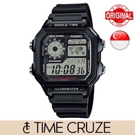 [Time Cruze] Casio AE-1200 World Time Illuminator Black Digital Sports Men Watch AE-1200WH-1AVDF AE-