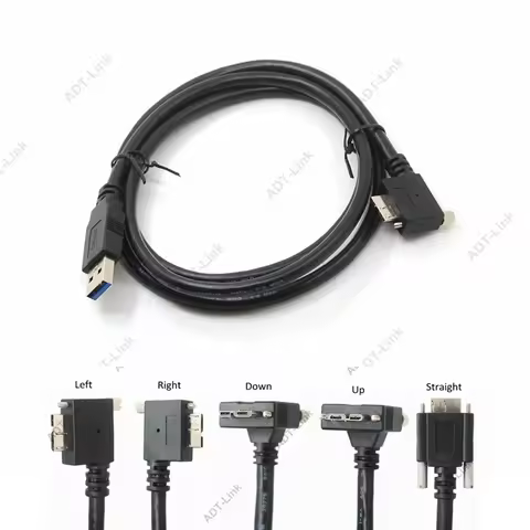 USB 3.0 a-b 90 Degree Right & Left & Up & Down Angled Micro B USB 3.0 With Lock Screws Mount Data ca