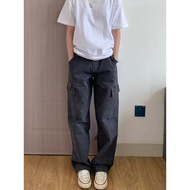 baggy track pants seluar baggy lelaki baggy pants Retro vintage Washed Distressed Loose Straight Ove
