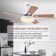 Nordic Ceiling Fan with light chandelier 42/52 Inch ceiling fans with remote tricolor lights Led Sil