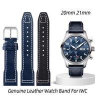 Tali Jam Tangan Kulit Asli Biru Coklat Hitam untuk IWC Big Pilot