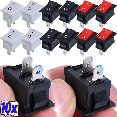 10/5Pcs Push Button Switch 2Pin 6A/250V KCD11-101 Mini Black Red White 21*15mm 2Pin ON/OFF SPST Rock