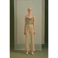 Graphé - MIRANDA beige trousers / Designer flared beige pants