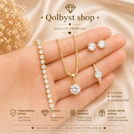 Full Gem Solitary Women's Titanium Jewelry Set 01 qs23 Jewellery Set