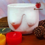 Mansanas Chest Woman's Chest Boobies Boob Gypsum Cement Candle Holder/Pen/Flower Pot/Succulent Pot