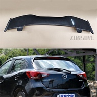 Use For Mazda 2 2015-2019 Spoiler ABS Plastic Carbon Fiber Look Hatchback Roof Rear Wing Body Kit Ac