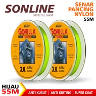 SONLINE Tali Pancing Berkley Gorilla Hijau Stabilo Senar Pancing Nilon 55m Super Kuat