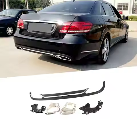 For Mercedes Benz E Class W212 Standard Model 2013-2016 Rear Bumper Lip Diffuser With Exhaust Tips R