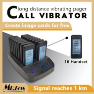 Restaurant 16 pager buzzer wireless calling system 1000M long distance with vibration queue