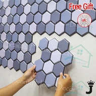 JK 5PC Clever Mosaics Hexagon Vinyl Sticker Self Adhesive Wallpaper 3D Peel and Stick Wall Tiles for Backsplash - 1