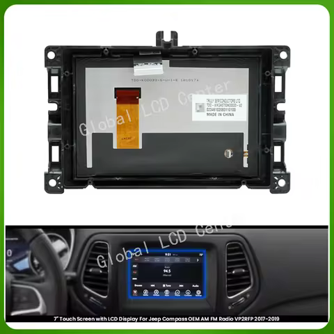 TDO-WXGA0700K00033-V2 TDO-WXGA0700K00057-V1 Original 7 inch LCD Touch Screen With Frame For JEEP Com