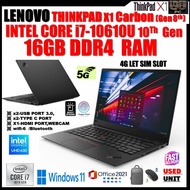 Lenovo ThinkPad X1 Carbon GEN 8 Intel CORE i7 10th Gen) Processor up to 4.90 GHz, 1TB PCIe SSD, 16GB