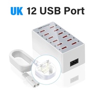 แท่นที่ชาร์จ USB ปลั๊กหลายรู12พอร์ต EU US UK AU 5V 2.4A เครื่องชาร์จติดผนังชาร์จเร็วสายอะแดปเตอร์คอม
