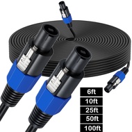 Speakon Male to Male Audio Cable 1.8m 3m 7.5m 15m Om Head Power Amplifier Audio Cable Suitable for P
