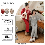 Women's home wear set with cute ruffle neck design, cool Korean material, summer Freesize 45-65kg NI