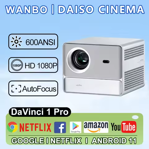 Wanbo DaVinci 1 Pro Smart Projector 600ANSI 1080P ASA 3.0(AF+KS+ScrnFit+Avoid) Android 11-Google TV 