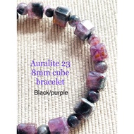 [CERTIFICATE] Natural Auralite 23 Aura 23 天然极光23 black purple cube 8mm bracelet