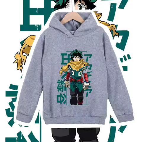 Kids Cotton Tshirt Mha Midoriya Print Unisex Hoodie Sweatshirt Cosplay Costume for Boys Girls 100-16