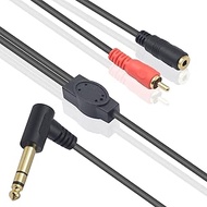 Duttek 90 Degree 1/4" to 1/8" and RCA TRS Stereo Audio Cable, 2 in 1 Right Angled 6.35mm Male to 3.5
