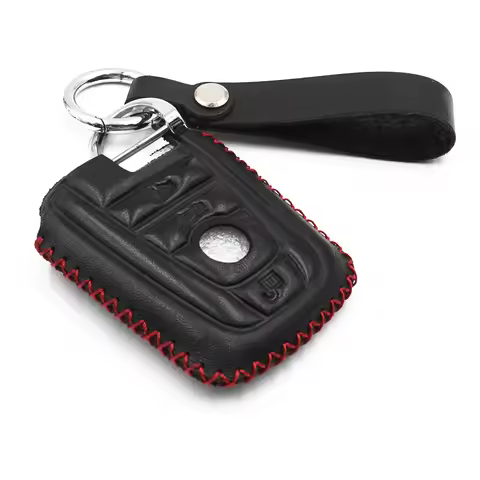 WFMJ Black Leather for BMW I3 I8 2014-2022 5 Buttons Remote Key Fob Case Cover