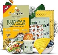 HUNNYBEEE Beeswax Reusable Food Wraps - (7 packs) Beeswax Wrap Sustainable Products, Wax Wrap, Eco-friendly Wrap, Organization Storage Bags, Cheese Bee Wrappers Cling, Wax Paper for Food
