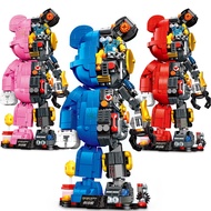 Lego Compatible 852PCS Machine Violent Bear 3D Half-Body Model Robot Building Blocks Designer Toy Collection Bearbrick S