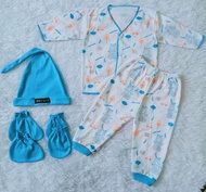 1 set Baju bayi baru lahir tanggan panjang motif