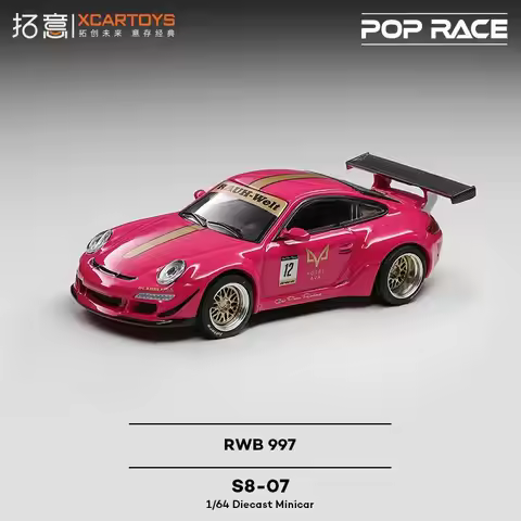 POP RACE 1:64 Porsche RWB 997 Alloy Diecast Car Model Collection Gift