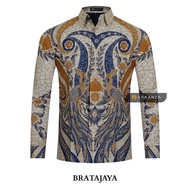 KEMEJA Original Batik Shirt With BRATAJAYA Motif, Men's Batik Shirt For Men, Slimfit, Full Layer, Long Sleeve