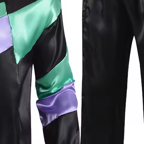 80s Women Tracksuit Set Retro Hip Hop Disco Outfit Color Block Jacket Elastic Waist Pants Set Casual