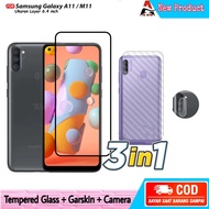 TEMPERED GLASS SAMSUNG M11 SAMSUNG A11 COLOR FULL COVER BONUS CAMERA AND GARSKIN SAMSUNG M11 A11Scre