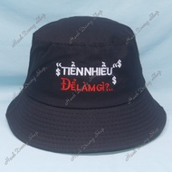 Small brimmed bucket hat, head circumference 56-58cm, bucket hat with folded brim embroidered with t