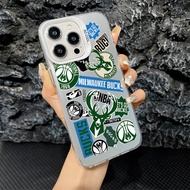 Milwaukee Bucks NBA silver iPhone case with sticker for iPhone 11 12 13 14 15 16 17 Pro Max