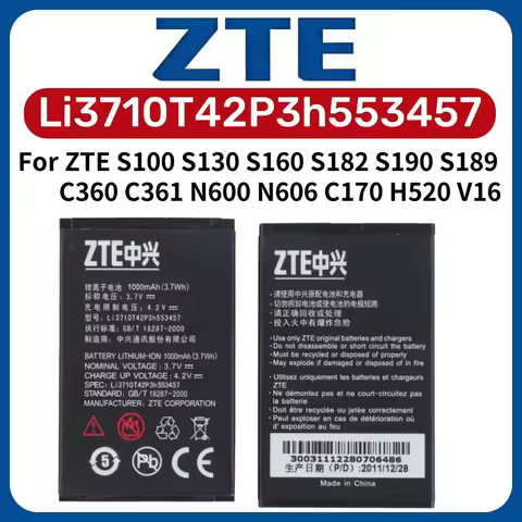 Original 1000mAh Li3710T42P3h553457 High Quality For ZTE S100 S130 S160 S182 S190 S189 C360 C361 N60